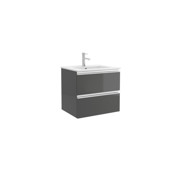 MEUBLE DE SALLE DE BAIN SPIRIT 600 2 TIROIRS MÉTALLIQUES GRIS BRILLANT 598 X 540 X 450 MM - SALGAR 22799