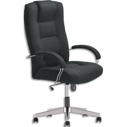 Fauteuil Laguna - Dossier et assise en tissu microfibre noir - Mécanisme basculant - Piètement nylon - Accoudoirs fixes_0