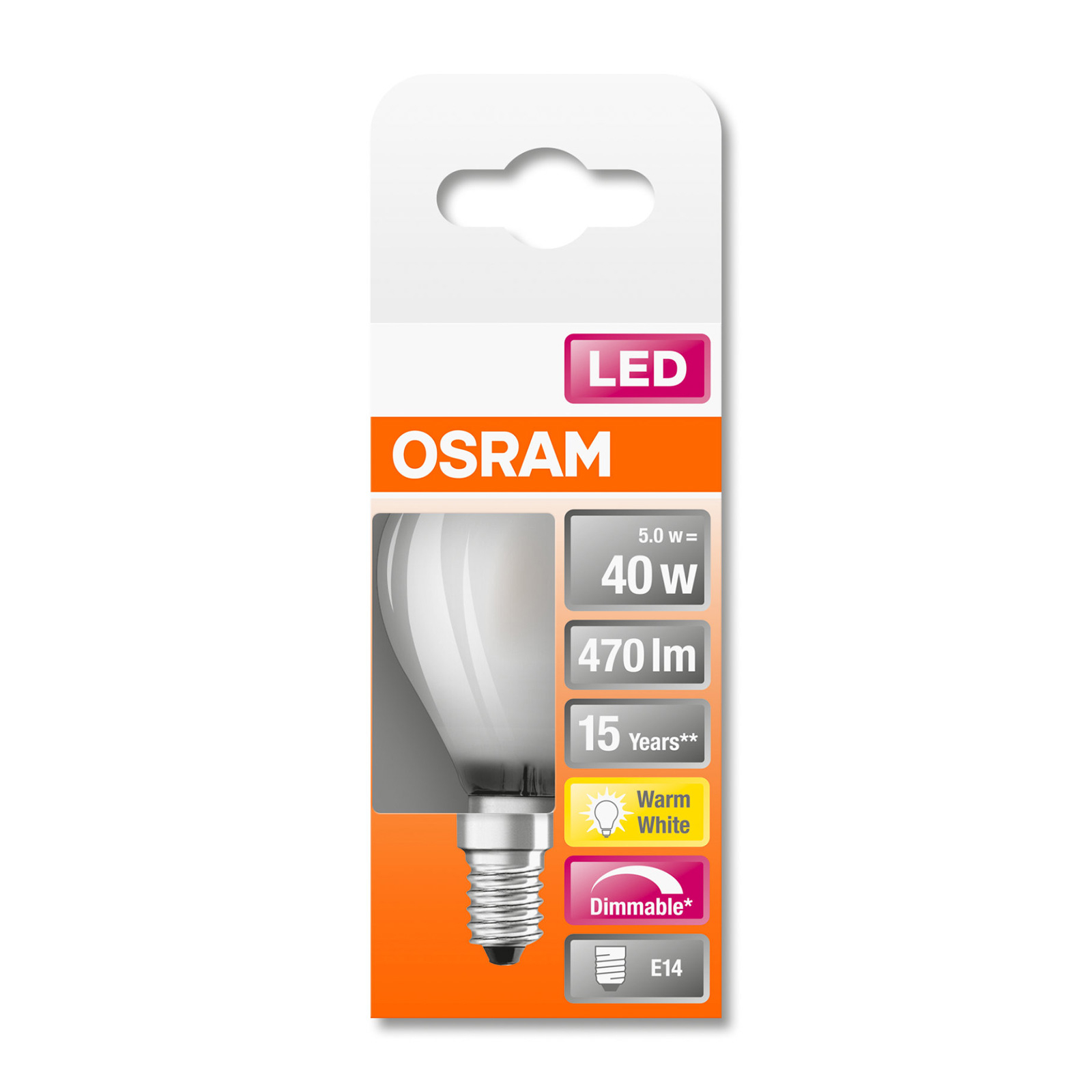 OSRAM AMPOULE GOUTTE LED E14 5,9W 840 MAT À INTENSITÉ VARIABLE