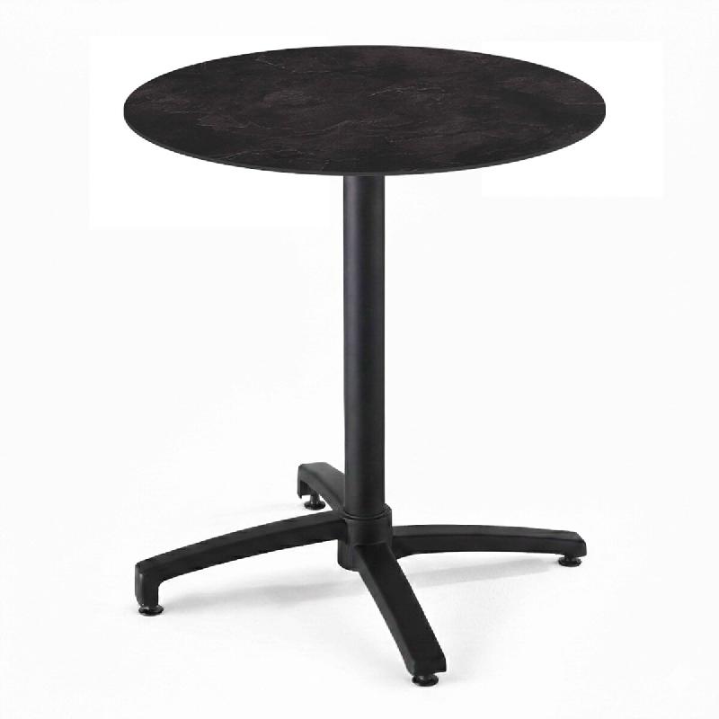 Oviala Business Table de jardin ronde 60 cm inclinable aluminium et HPL ardoise - gris aluminium 115813_0