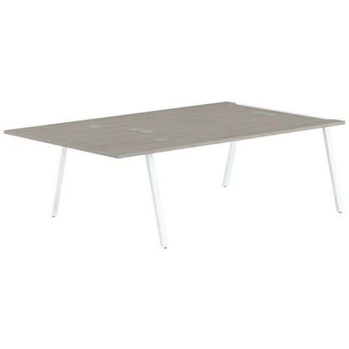 PACK RECTANGULAIRE 3 POSTES GARY PIED BLANC PLATEAU CHÊNE GRIS - MBA