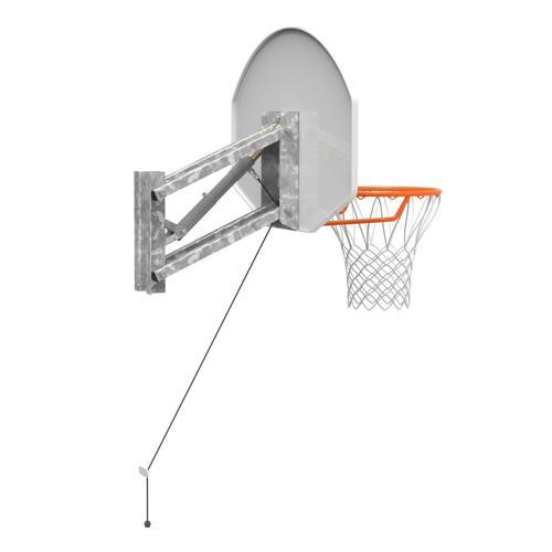 PANIER DE BASKET MURAL EXTÉRIEUR EN ACIER GALVANISÉ DEMI-LUNE HAUTEUR RÉGLABLE