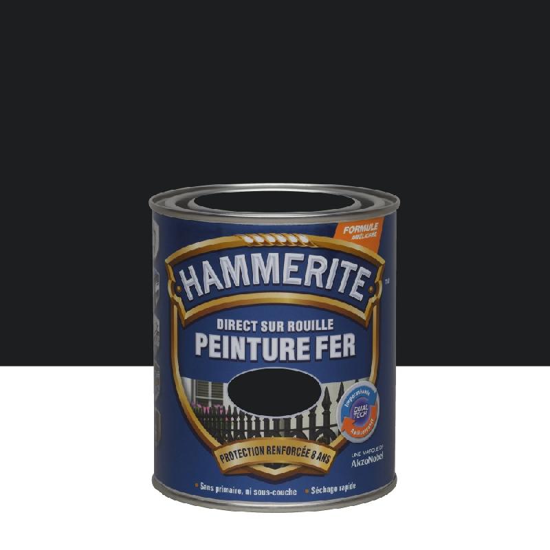 Peinture fer extérieur direct sur rouille HAMMERITE noir brillant 0.75 l_0