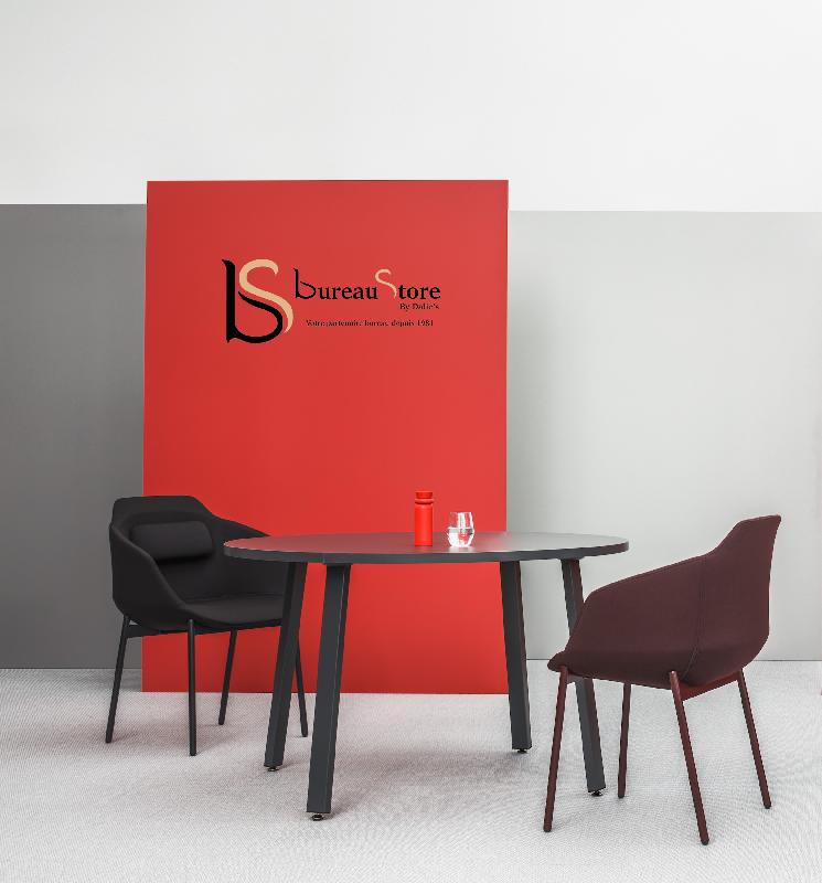 Petite table de réunion ronde - MDD. - 120, Anthracite, Blanc_0