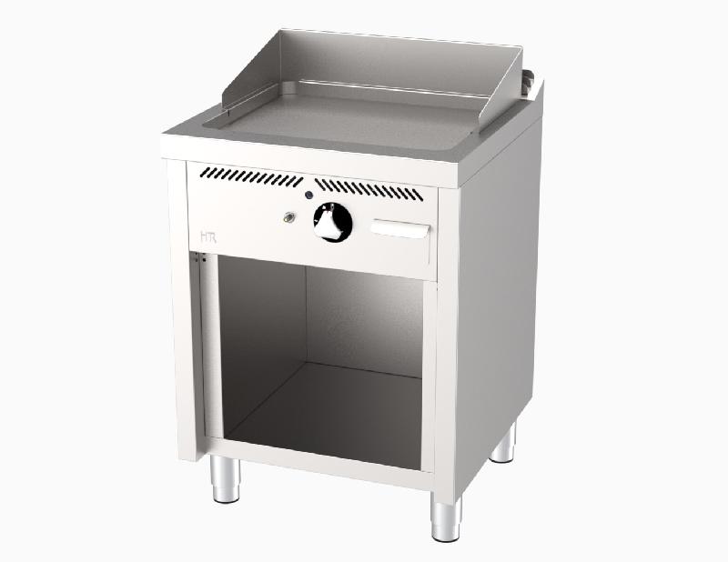 Plancha Fry-Top professionnelle à gaz sur placard ouvert - Plaque acier rectifié 600x600x945 mm - FT6006E_0