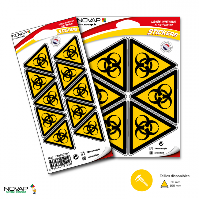 Planches de 10 panneaux adhésifs triangles 50x50x50 mm dangers - PADTPN-NV01/DRBL_0