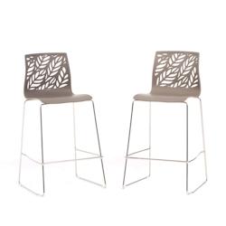 RATTATAN Lot de 2 tabourets de bar en polypropylène avec fibre de verre, pieds en métal, pour bar, restaurant ou cuisine, au design élégant – Da_0