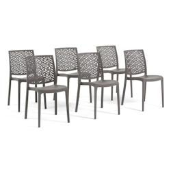 RATTATAN Set 6 Chaises en polypropylène avec fibre de verre empilables pour extérieur et jardin, bar et restaurant, cuisine design moderne - ZORA -_0
