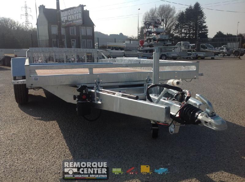 Remorque plateau roues extérieures LIDER ROBUST - PTAC 3500 Kg - 450 x 190 cm - 2 essieux freinés - Reference -6020-4-P3-3563 - avec hayon de chargement et basculement hydraulique manuel_0