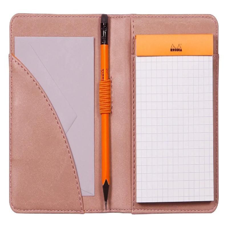 RHODIA 211009C - Livret Porte-Bloc et Porte-Documents N°11 Bois de Rose - pour Bloc-Notes ou Carnets de Format A7 (7,4x10,5 cm) - Simili Cuir Italien_0