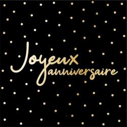 Serviettes 33 x 33cm joyeux anniversaire noir or (240 unités) MESA BELLA - noir Matériau naturel 3701168935391_0