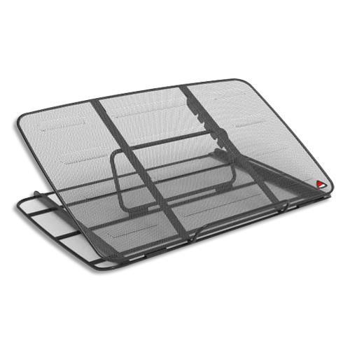 SUPPORT ORDI PORTABLE ALBA 15 A17'' METAL MESH NOIR (ACIER PERFORE) ULTRA-RESISTANT,SE REPLIE ENTIEREMENT