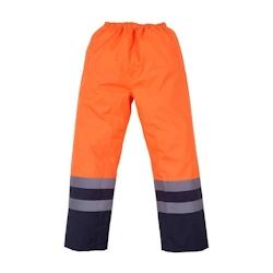Surpantalon haute visibilité imperméable YOKO - Orange/Marine - Taille 3XL - Polyester - Deux bandes réfléchissantes_0