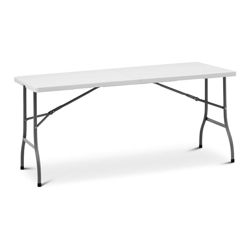 TABLE PLIANTE DE JARDIN D\'EXTÉRIEUR TRAITEUR (1 520 X 700 X 740 MM, CAPACITÉ DE CHARGE : 150 KG, ACIER, POLYÉTHYLÈNE (HDPE), COLORIS : BLANC) 14_0004486_0