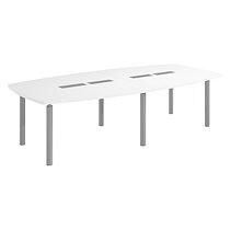 Table tonneau antibactérien plateau blanc 10 personnes L 280 x P 140 cm - Frégate - piétement aluminium_0