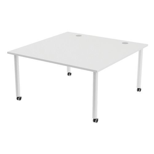 TABLE TUBO ROULETTES 140 X 140 CM BLANC BLANC - MBA