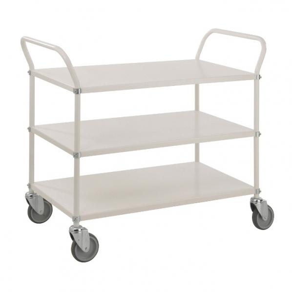 Chariot de service 3 tablettes Blanc - KONGAMEK - capacité 250 kg - 4 roues pivotantes_0