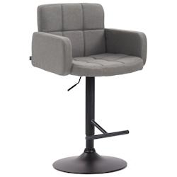 Décoshop26 - Tabouret de bar avec accoudoirs et dossier confortable en tissu gris pieds noir mat TDB10475 - gris 3000451569603_0