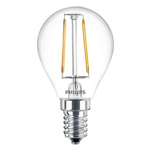 E14 sphérique ledluster nd effet filament 2w=25w 2700/827 claire 230v  philips_0