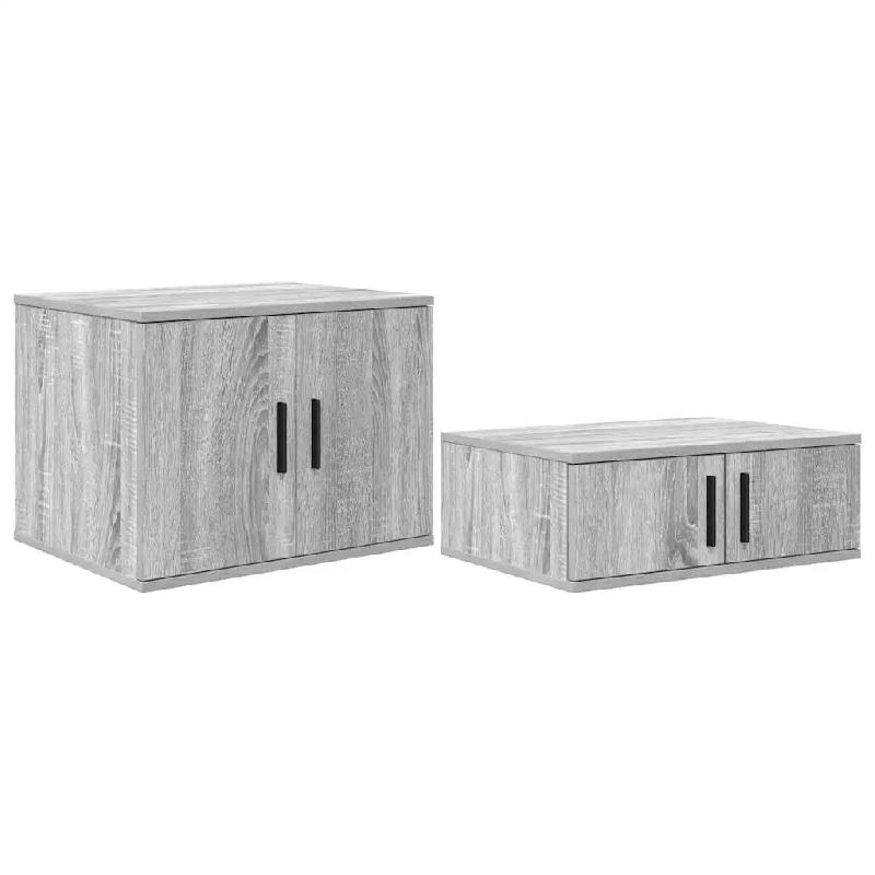 Helloshop26 - Armoire de rangement moderne 118 x 41 x 40 cm flexible et durable design minimaliste en bois d'ingénierie gris sonoma 02_0052115 - gris_0