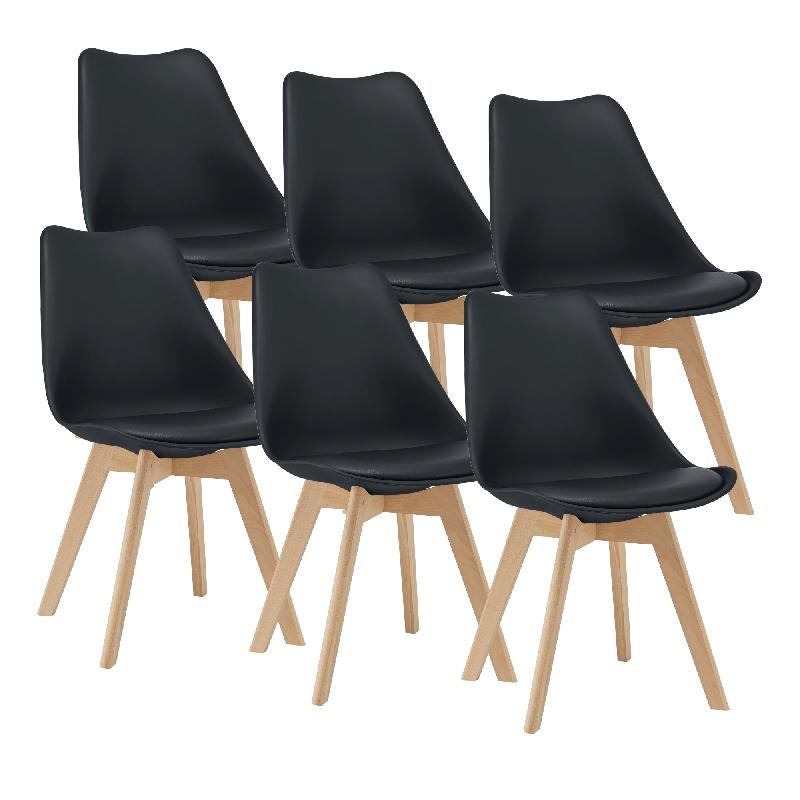 LOT DE 6 CHAISES DE SALLE À MANGER SIMILICUIR HÊTRE NOIR 03_0006782_0