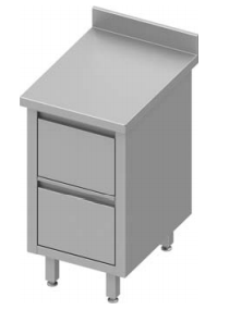 Meuble bas table de travail inox adossée avec deux tiroirs 455x600x900 - 930206455_0