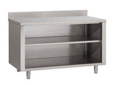 Meuble inox adossé avec une étagère réglable - Référence : MM2060_0