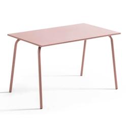 Oviala Business Table de jardin en acier 120 x 70 cm rose poudré - rose acier 113904_0