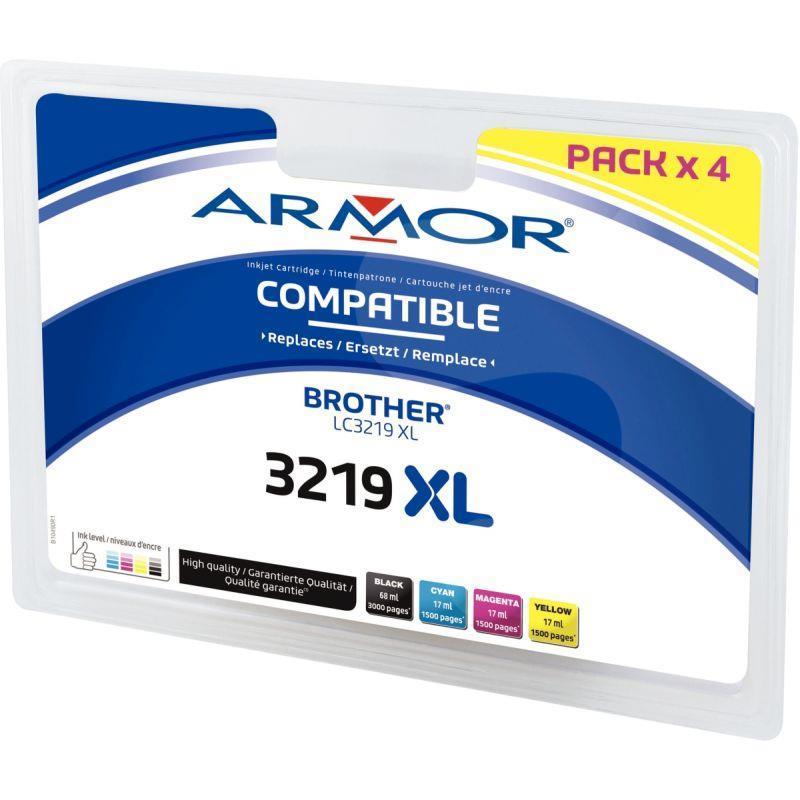 Pack de 4 cartouches encre compatible à la marque Brother LC3219XL noir cyan magenta et jaune haute capacité_0