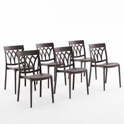 RATTATAN Set 6 Chaises en polypropylène avec fibre de verre empilables pour extérieur et jardin, bar et restaurant, cuisine design moderne - EMMA -_0