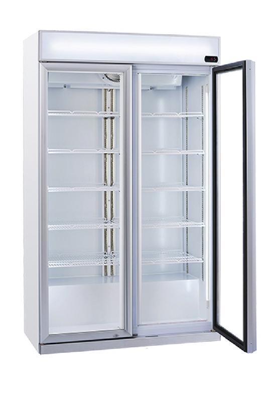 Réfrigirateur positif blanc pour boissons 2 portes vitrées + panneau publicitaire 1050l - DC 1050C - CH_0