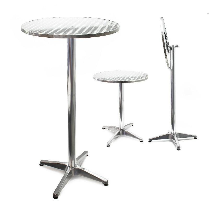 TABLE BISTRO HAUTE BAR ALUMINIUM RÉGLAGE HAUTEUR PLIABLE 74/114CM DIAMÈTRE 60CM SALON 16_0002490_0