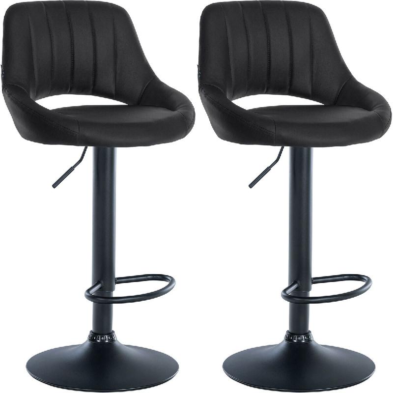 CLP Lot de 2 tabourets de bar Milet similicuir Noir /Métal noir mat - noir polyester 324565_0