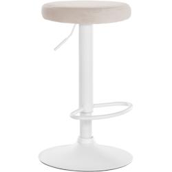 Décoshop26 - Tabouret de bar x1 design simple hauteur réglable revêtement en velours crème pieds en métal blanc 10_0005355 - blanc 3000252601083_0