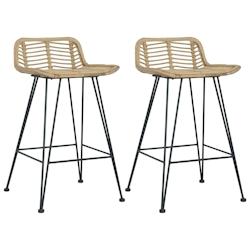 Décoshop26 - Tabourets de bar x2 chaises haute avec repose-pieds en rotin naturel brun DEC029406 - 3000257357503_0