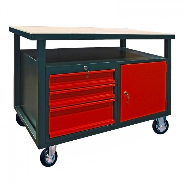 Etabli mobile 3 tiroirs - 1 porte - 1200 x 600 mm_0