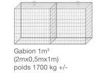 Gabion 1m3 - Dimensions 2m x 0,5m x 1m - Poids 1700 kg +/-_0
