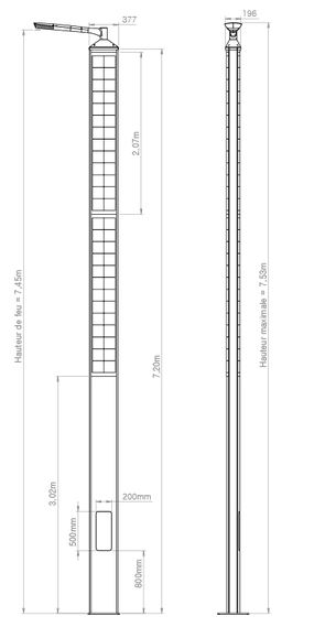 Lampadaire urbain solaire Zenit Top 2 - LED 50W - Aluminium et acier galvanisé - Hauteur 7,5m_0