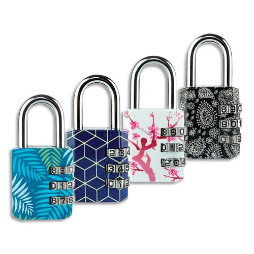 Master lock cadenas à combinaison 3 chiffres largeur 30 mm motifs tendance imprimés sous blister_0