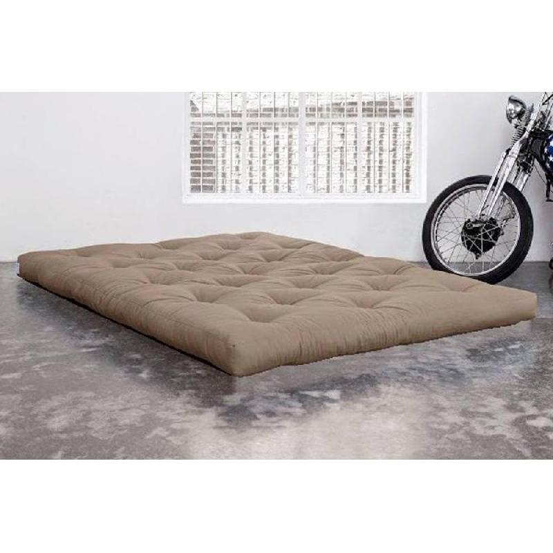 MATELAS FUTON POUR CANAPÉ ROOTS COULEUR TAUPE COUCHAGE 140 X 200 CM_0