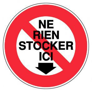 Panneau rond interdit de stocker ici diam 300 mm_0