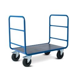 Provost Chariot manutention avec 2 dossiers tubulaires charge 500kg - 70 x 120 x 100cm - bleu acier 400901072_0