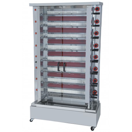 Rôtissoire professionnelle 8 broches - 40 poulets - Acier inoxydable - Référence RT840M2_0