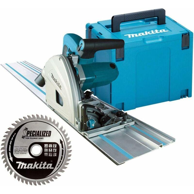 MAKITA SCIE CIRCULAIRE PLONGEANTE 1300W 165MM EN COFFRET MAKPAC + RAIL DE GUIDAGE 1400 MM