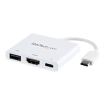 STARTECH.COM USB-C TO HDMI ADAPTER - WHITE - 4K 30HZ - THUNDERBOLT 3 COMPATIBLE - WITH POWER DELIVERY (USB PD) - USB C DONGLE (CDP2HDUACPW) - ADAPTATEUR VIDÉO - HDMI / USB - 60 MM