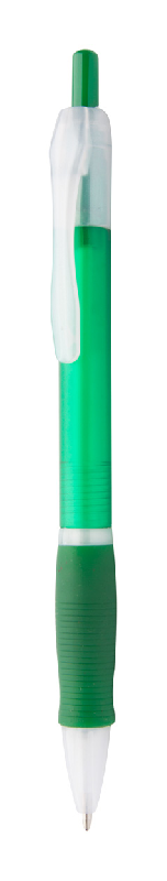 Stylo à bille en plastique - grip en caoutchouc - encre bleue - couleur verte - 8g_0