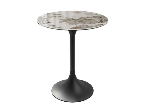 Table haute ronde Monaco avec plateau effet marbre_0