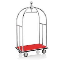 WAS Germany - Chariot à bagages, 112 x 61 x 186 cm, couleur argent, tapis rouge, acier inoxydable (4442000) - rouge inox 4442 000_0