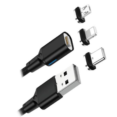 Apm câble magnétique, 3in1, usb-a > usb-c / lightning / micro, nylon, 1m 570380_0