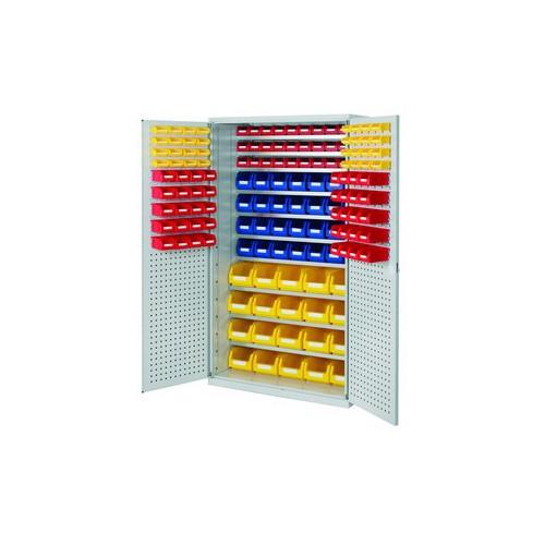Armoire grande capacité Rasterplan avec bacs à bec, sans tiroir - H1950 x L1130 x P590 mm - 10 tablettes et 150 bacs_0